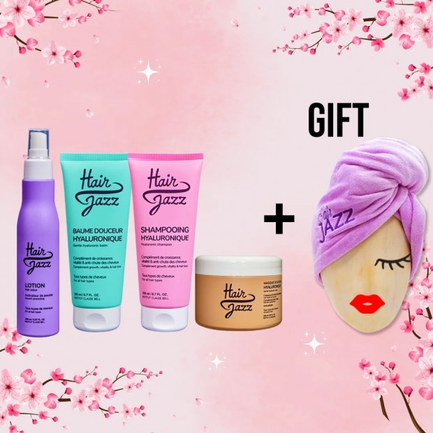 Hair Growth Accelerating Shampoo, Lotion, Conditioner and Mask + Hair towel wrap as a gift